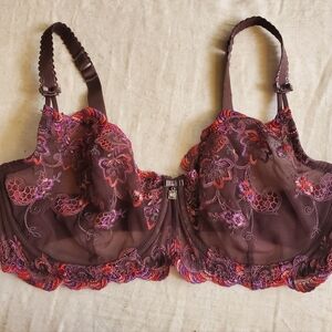Charade By Change Lingerie Elegant Lace Underwire Bra - Purple and Red 34G